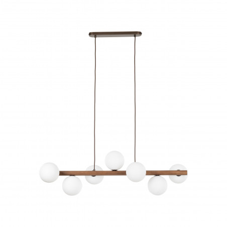 Lampa wisząca szklana 7 kul Estera 90cm biały / orzech TK Lighting