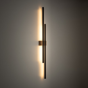 Kinkiet pionowy podwójny Flash LED 3000K 90cm czarny / sosna TK Lighting