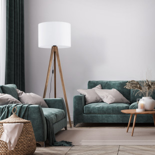 Lampa trójnóg z abażurem Grand 50cm H145cm biały / orzech TK Lighting