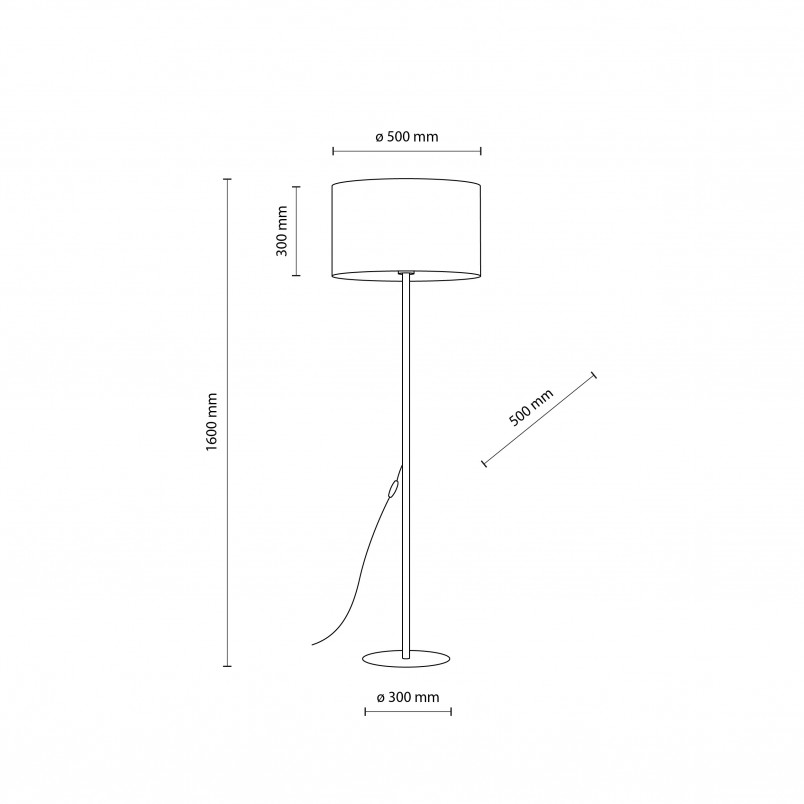 Lampa podłogowa z abażurem Glorii 50cm H160cm czarna TK Lighting