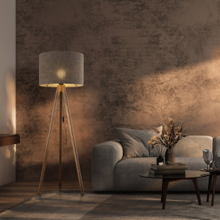 Lampa trójnóg z abażurem Grand 50cm H145cm brązowy / orzech TK Lighting