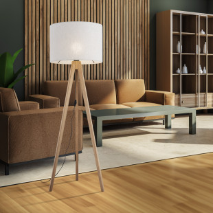 Lampa trójnóg z abażurem Grand 50cm H145cm len / sosna TK Lighting