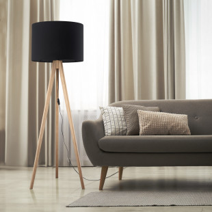 Lampa trójnóg z abażurem Grand 50cm H145cm czarny / sosna TK Lighting