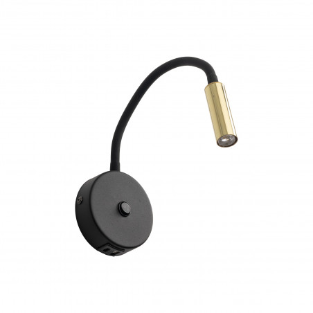 Kinkiet z włącznikiem i usb Lagos czarno-złoty TK Lighting