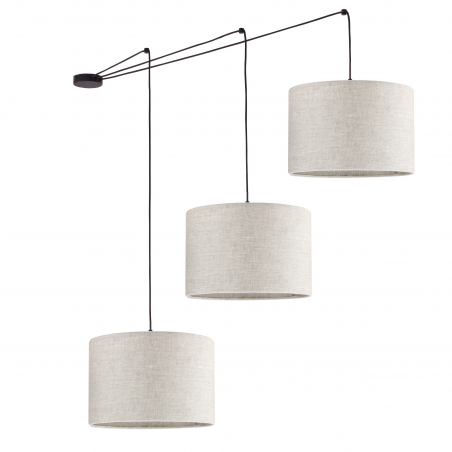 Lampa wisząca potrójna z lnianymi abażurami Linen 150cm kremowa TK Lighting Lampa wisząca potrójna z lnianymi abażurami Linen 150cm kremowa TK Lighting