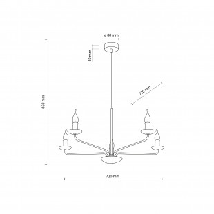Żyrandol świecznikowy wiszący Limal V 72cm czarny TK Lighting