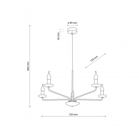 Żyrandol świecznikowy wiszący Limal V 72cm czarny TK Lighting