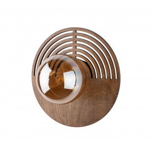Kinkiet drewniany okrągły ze szklaną kulą Lunar 25cm bursztynowy / brąz TK Lighting