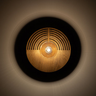Kinkiet drewniany okrągły ze szklaną kulą Lunar 25cm bursztynowy / brąz TK Lighting