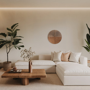 Kinkiet drewniany okrągły Lunar 40cmcm brąz TK Lighting