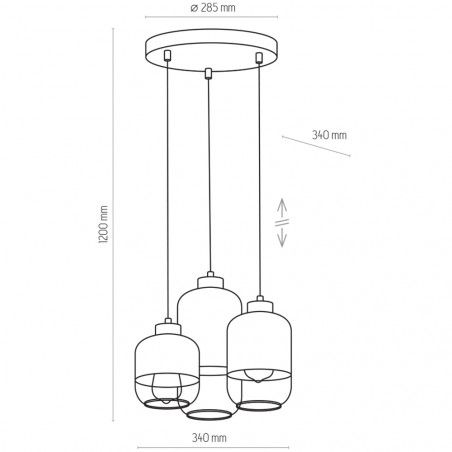 Lampa wisząca szklana potrójna Marco III 37cm biała TK Lighting