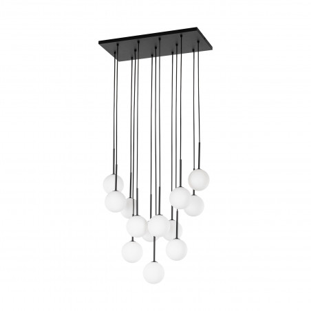 Lampa wisząca 13 szklanych kul na listwie Martin 60cm biało-czarna TK Lighting