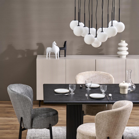 Lampa wisząca 13 szklanych kul na listwie Martin 60cm biało-czarna TK Lighting