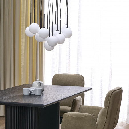 Lampa wisząca 13 szklanych kul na listwie Martin 60cm biało-czarna TK Lighting
