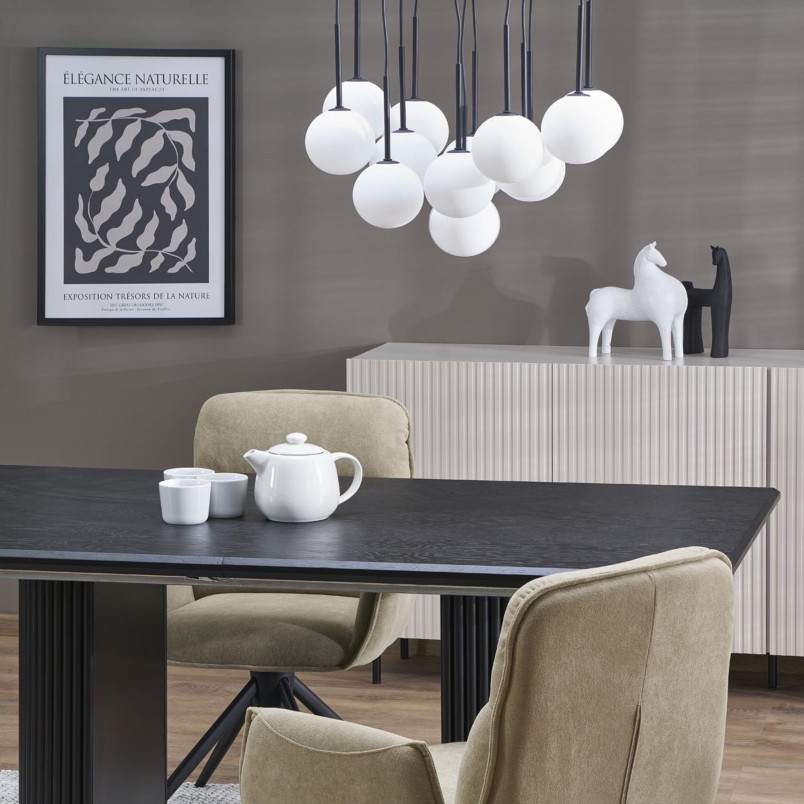 Lampa wisząca 13 szklanych kul na listwie Martin 60cm biało-czarna TK Lighting