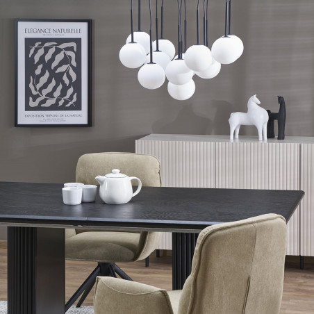 Lampa wisząca 13 szklanych kul na listwie Martin 60cm biało-czarna TK Lighting