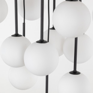 Lampa wisząca 13 szklanych kul na listwie Martin 60cm biało-czarna TK Lighting