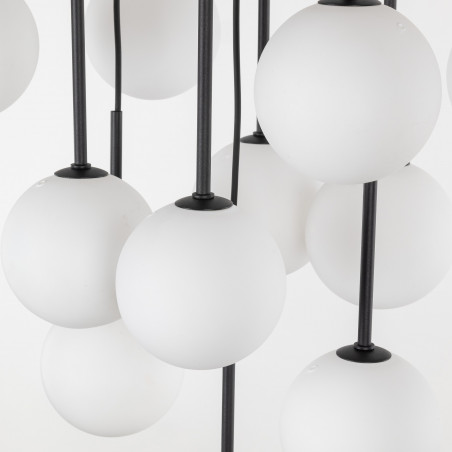 Lampa wisząca 13 szklanych kul na listwie Martin 60cm biało-czarna TK Lighting