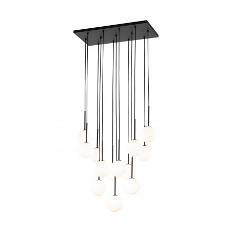 Lampa wisząca 13 szklanych kul na listwie Martin 60cm biało-czarna TK Lighting