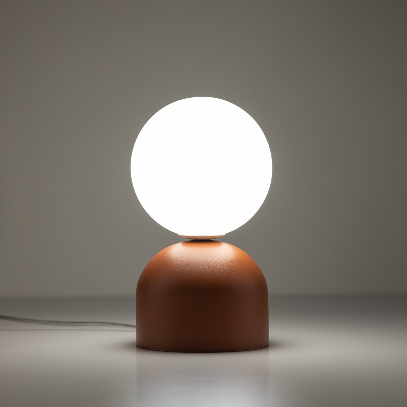 Lampa stołowa szklana kula Miki biały / ceglany TK Lighting