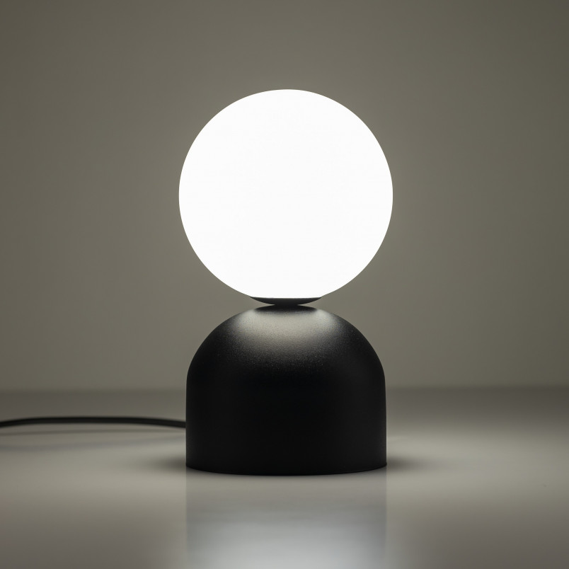 Lampa stołowa szklana kula Miki biały / czarny TK Lighting