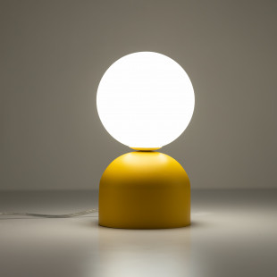 Lampa stołowa szklana kula Miki biały / żółty TK Lighting