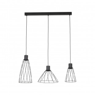 Lampa wisząca druciana potrójna na listwie Modesto 82cm czarna TK Lighting