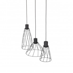 Lampa wisząca druciana potrójna na listwie Modesto 82cm czarna TK Lighting