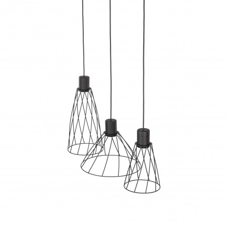 Lampa wisząca druciana potrójna na listwie Modesto 82cm czarna TK Lighting