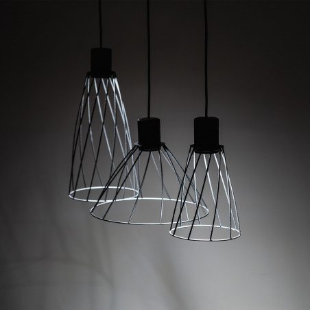 Lampa wisząca druciana potrójna na listwie Modesto 82cm czarna TK Lighting