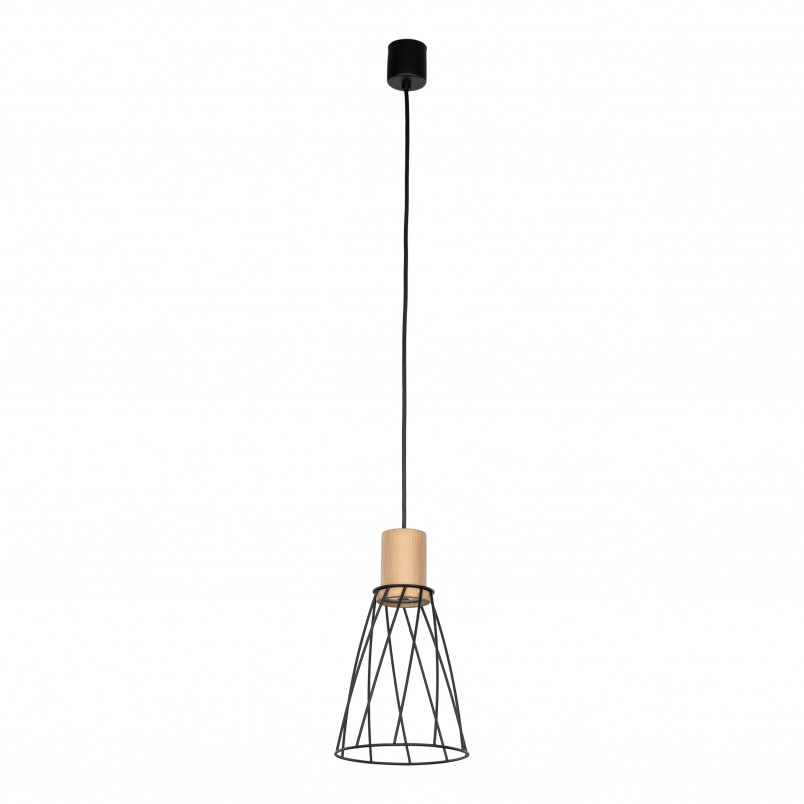 Lampa wisząca druciana Modesto Wood 16cm czarny / sosna TK Lighting