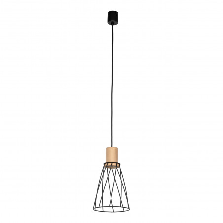 Lampa wisząca druciana Modesto Wood 16cm czarny / sosna TK Lighting