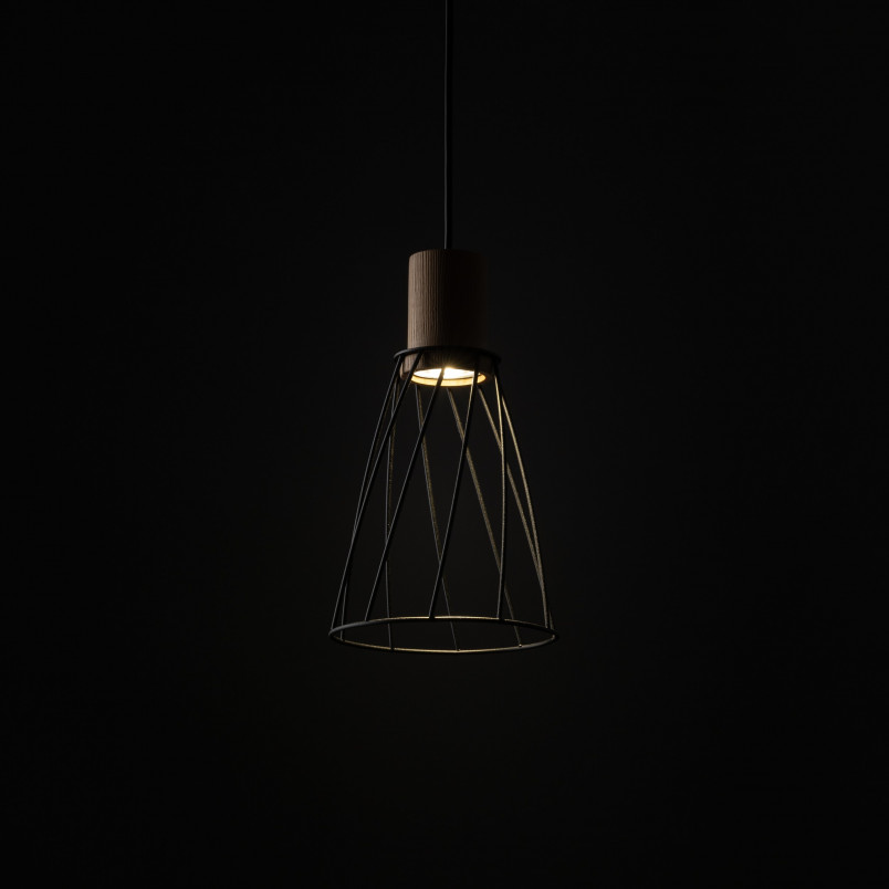 Lampa wisząca druciana Modesto Wood 16cm czarny / sosna TK Lighting