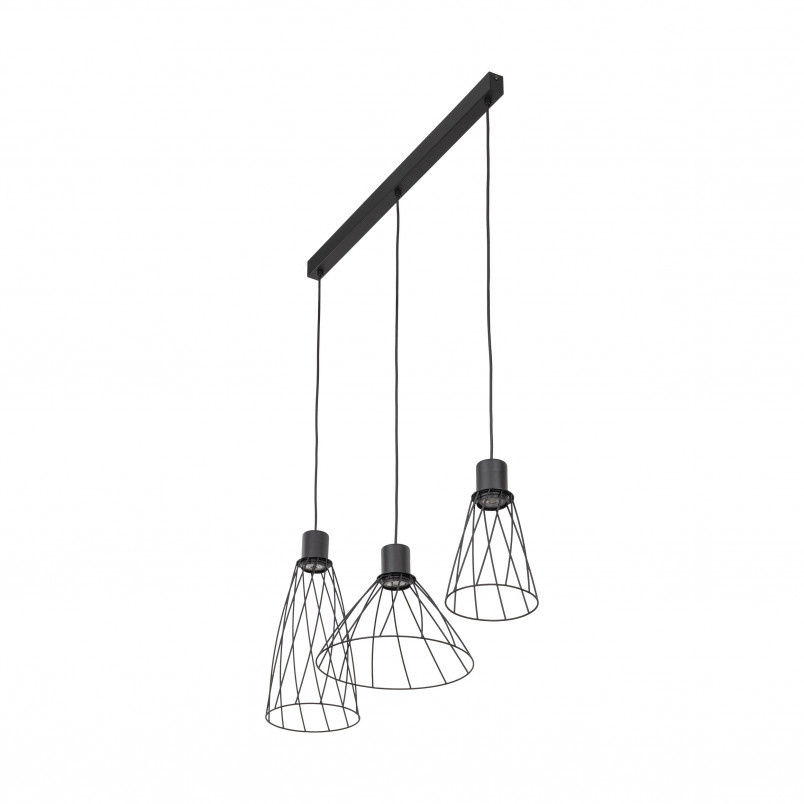 Lampa wisząca druciana potrójna na listwie Modesto 82cm czarna TK Lighting