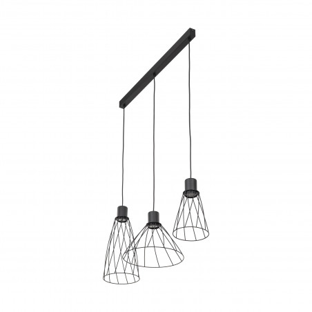 Lampa wisząca druciana potrójna na listwie Modesto 82cm czarna TK Lighting