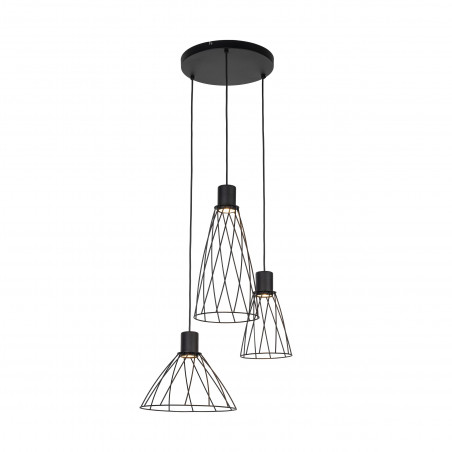 Lampa wisząca druciana potrójna Modesto 50cm czarna TK Lighting