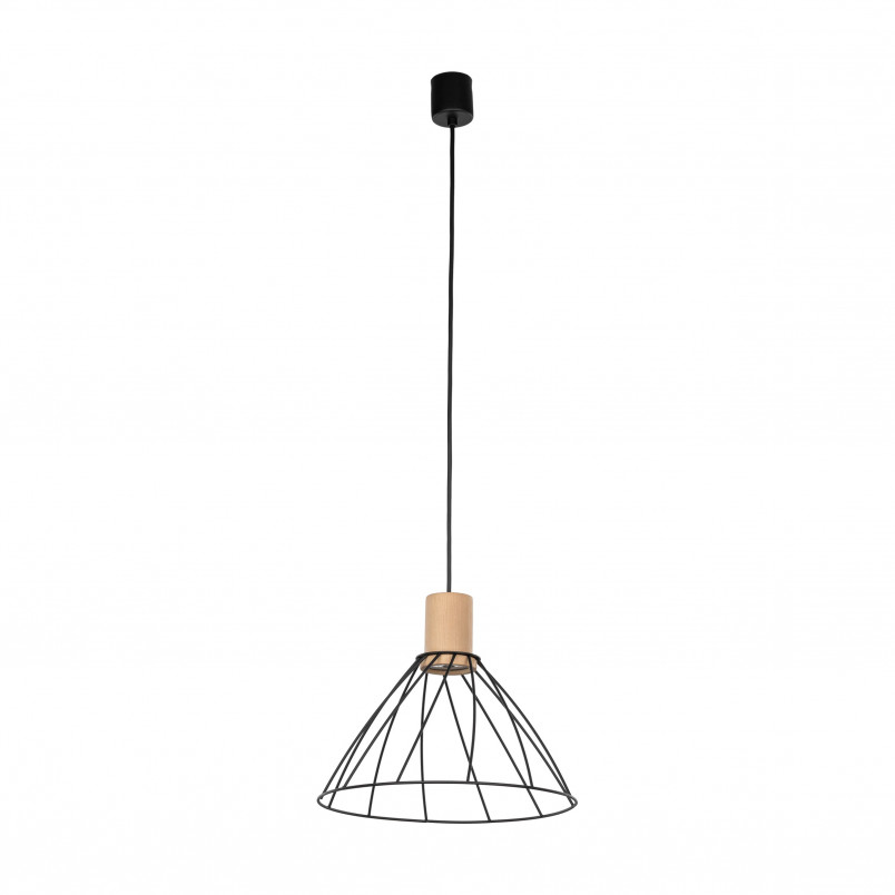 Lampa wisząca druciana Modesto Wood 29,5cm czarny / sosna TK Lighting