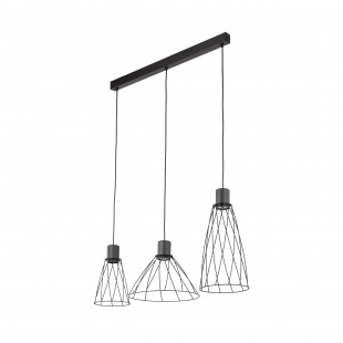 Lampa wisząca druciana potrójna na listwie Modesto 82cm czarna TK Lighting