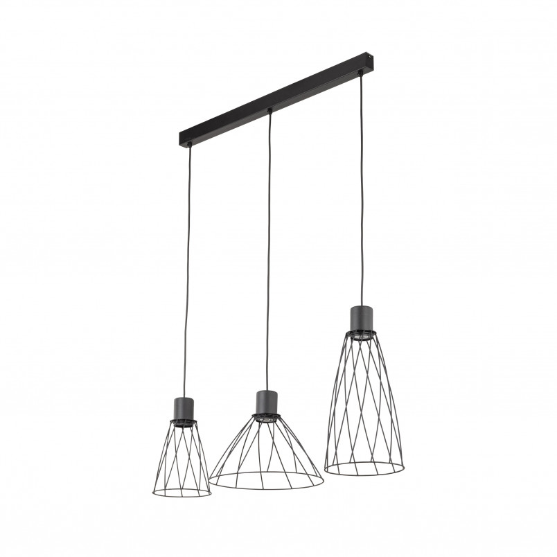 Lampa wisząca druciana potrójna na listwie Modesto 82cm czarna TK Lighting