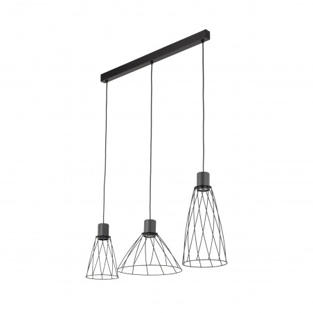 Lampa wisząca druciana potrójna na listwie Modesto 82cm czarna TK Lighting