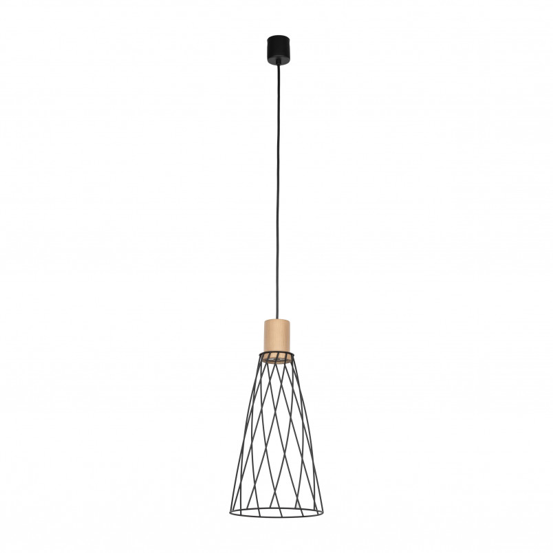 Lampa wisząca druciana Modesto Wood 19cm czarny / sosna TK Lighting