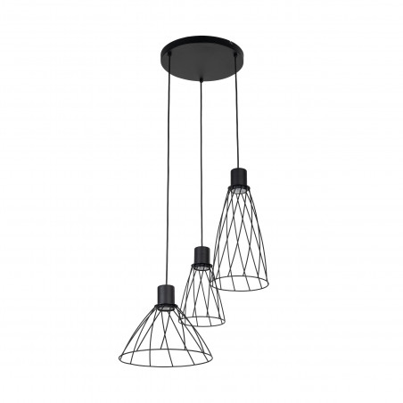 Lampa wisząca druciana potrójna Modesto 50cm czarna TK Lighting