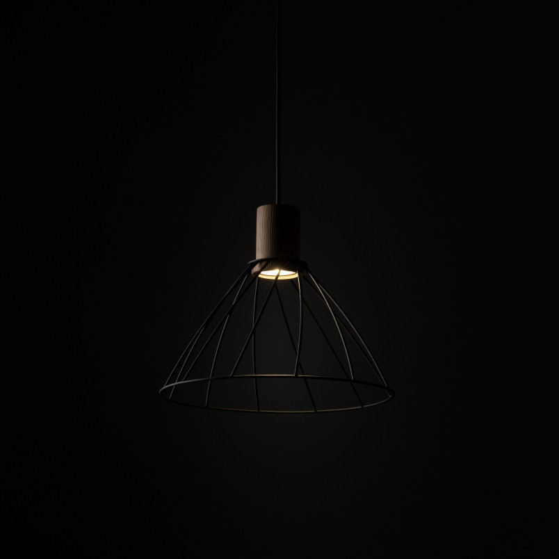 Lampa wisząca druciana Modesto Wood 29,5cm czarny / sosna TK Lighting