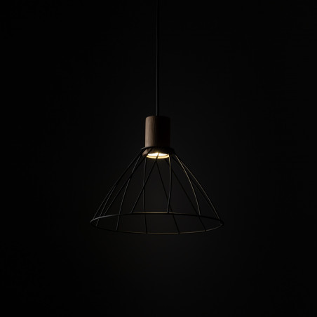Lampa wisząca druciana Modesto Wood 29,5cm czarny / sosna TK Lighting