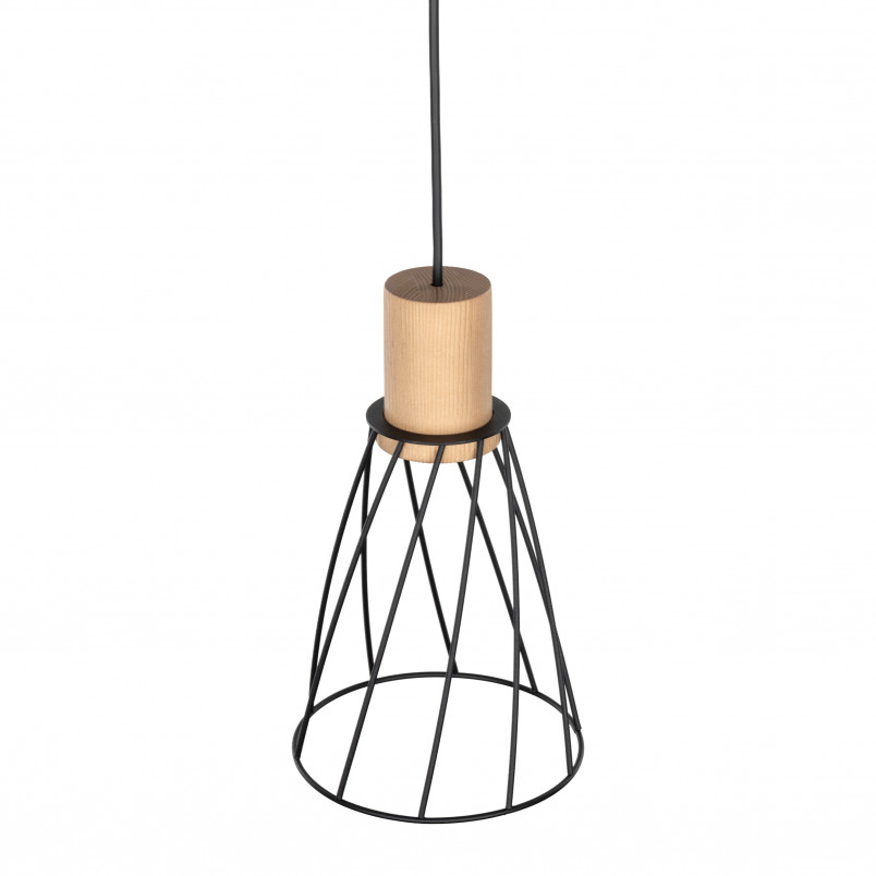 Lampa wisząca druciana Modesto Wood 16cm czarny / sosna TK Lighting
