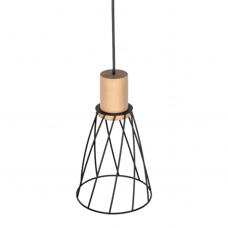 Lampa wisząca druciana Modesto Wood 16cm czarny / sosna TK Lighting