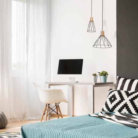 Lampa wisząca druciana Modesto Wood 29,5cm czarny / sosna TK Lighting