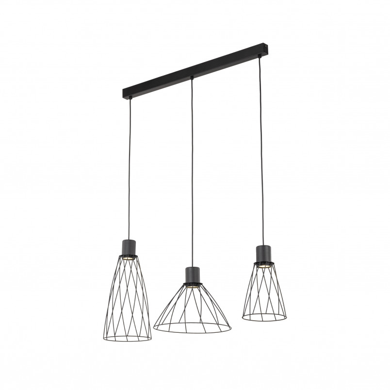 Lampa wisząca druciana potrójna na listwie Modesto 82cm czarna TK Lighting