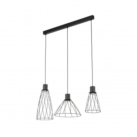 Lampa wisząca druciana potrójna na listwie Modesto 82cm czarna TK Lighting