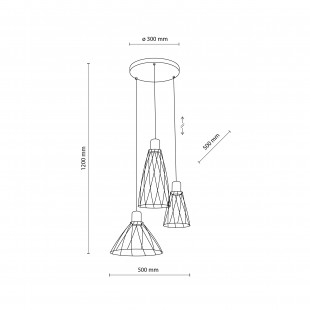 Lampa wisząca druciana potrójna Modesto 50cm czarna TK Lighting